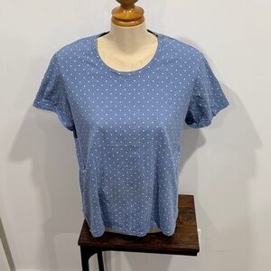 Eco Threads 100% Organic Cotton Cute Blue Polka Dot Women's Tee